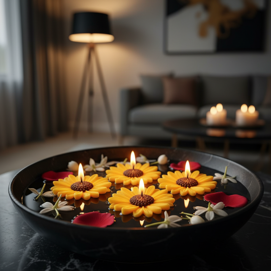 Sunflower Floating Candle Set of 6 (Small)